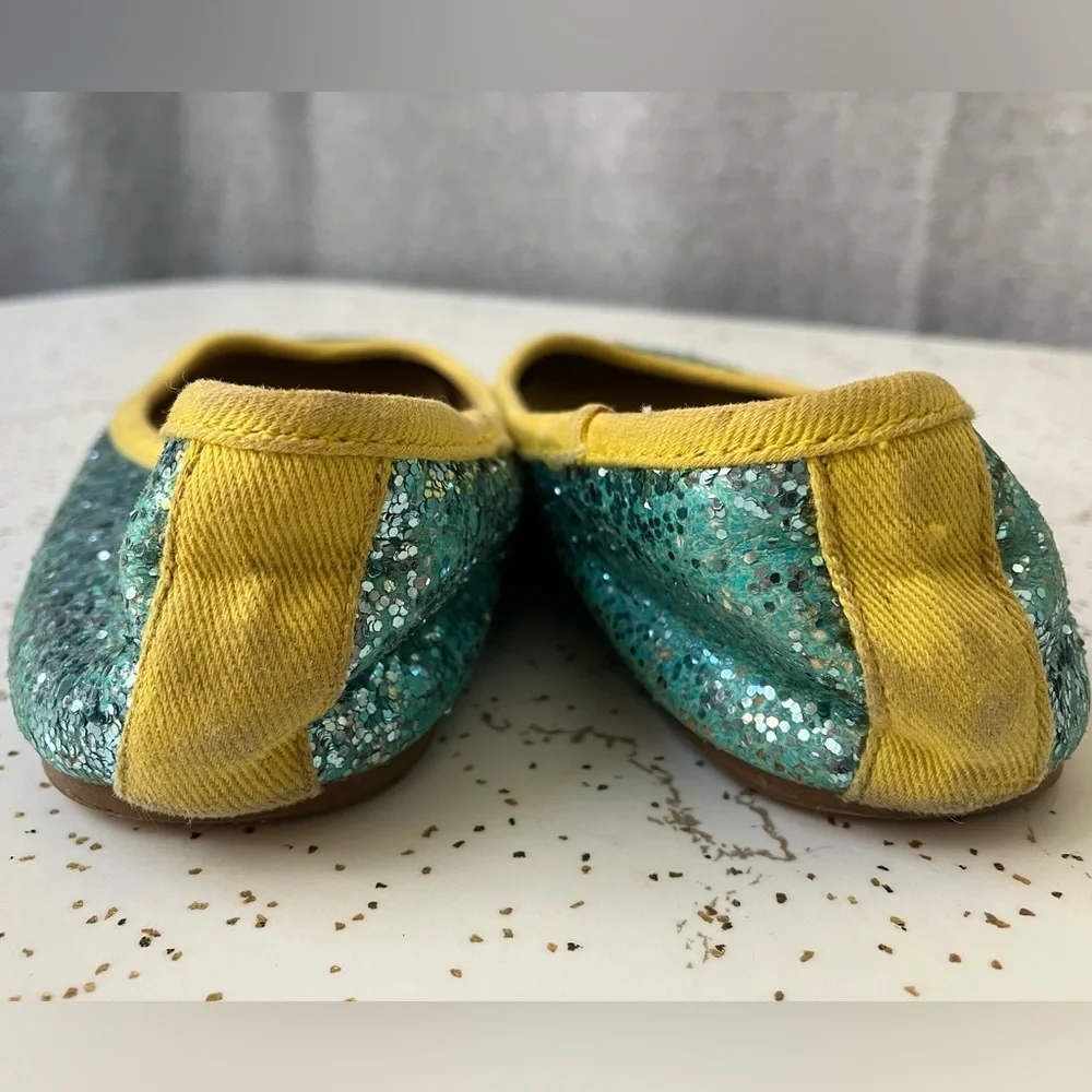 Mini Boden Sparkly Glitter Ballet Flats - Size 29 EU, Little Kids' 11.5 US -AQUA